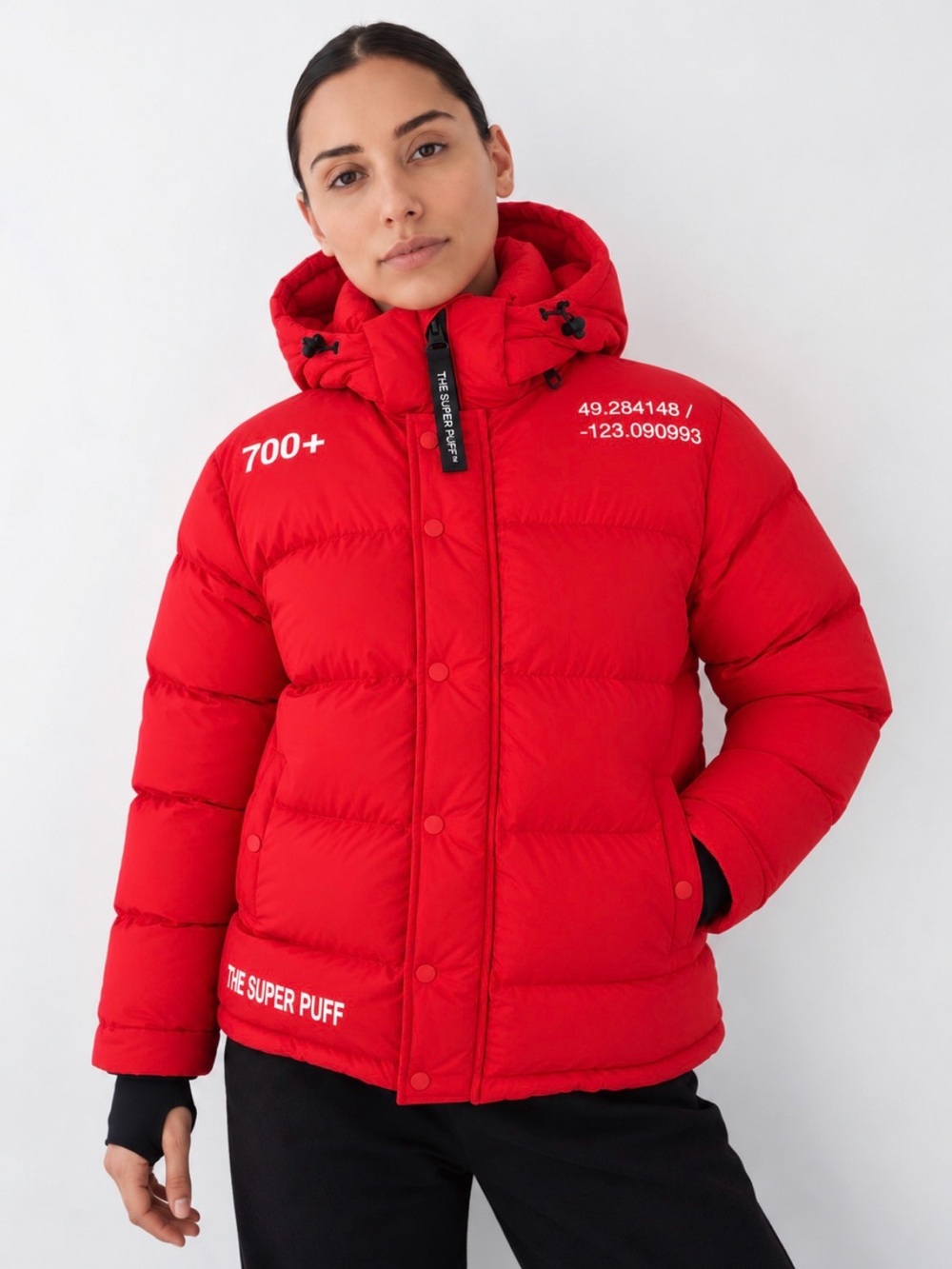 Aritzia TNA Down Field The Super Puff Hooded Puffer Coat Jacket Catalina Red XS